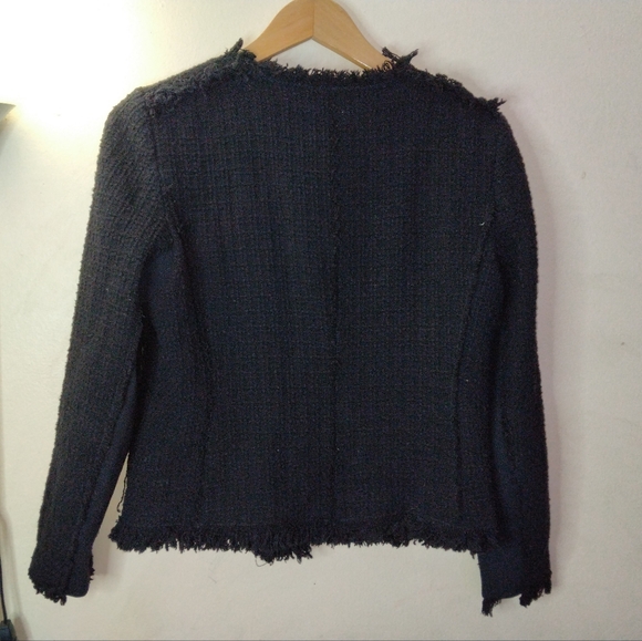 Rebecca Taylor Black Embellished Tweed Jacket Size 12 - Picture 6 of 12